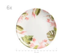 Frühstücksset, Keramik Ossia Mint / Weiß / Rot