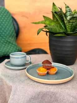 Frühstücksset, Steinzeug Candy Blau