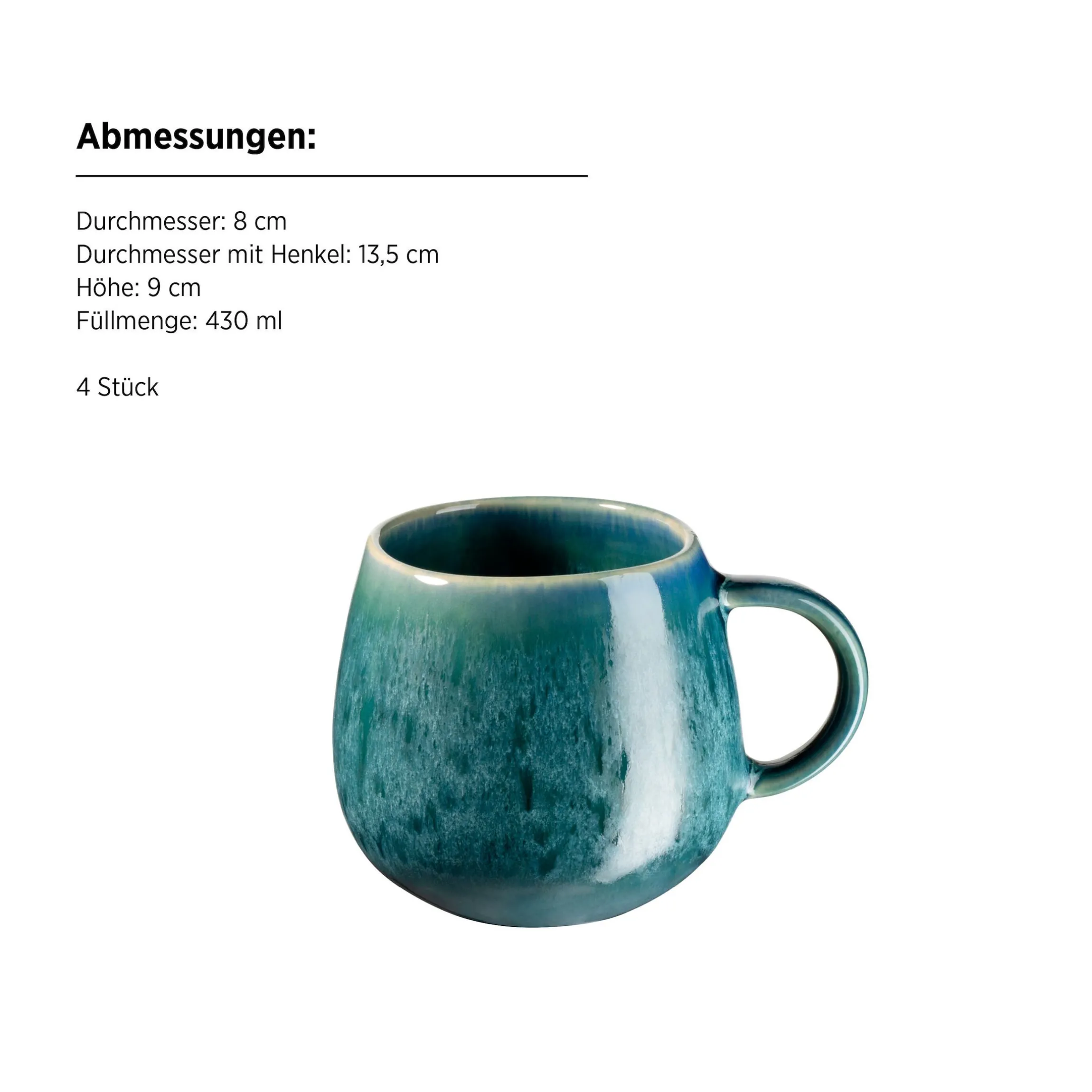 Frühstücks Set, Steinzeug Carellia Blau