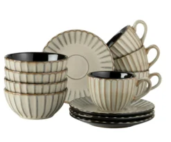 Frühstücksset, Steinzeug Confino Beige