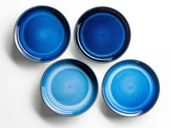 Frühstücksset, Steinzeug NIARA Schwarz / Blau