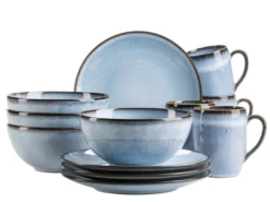 Frühstücksset, Steinzeug Smoky's Blau