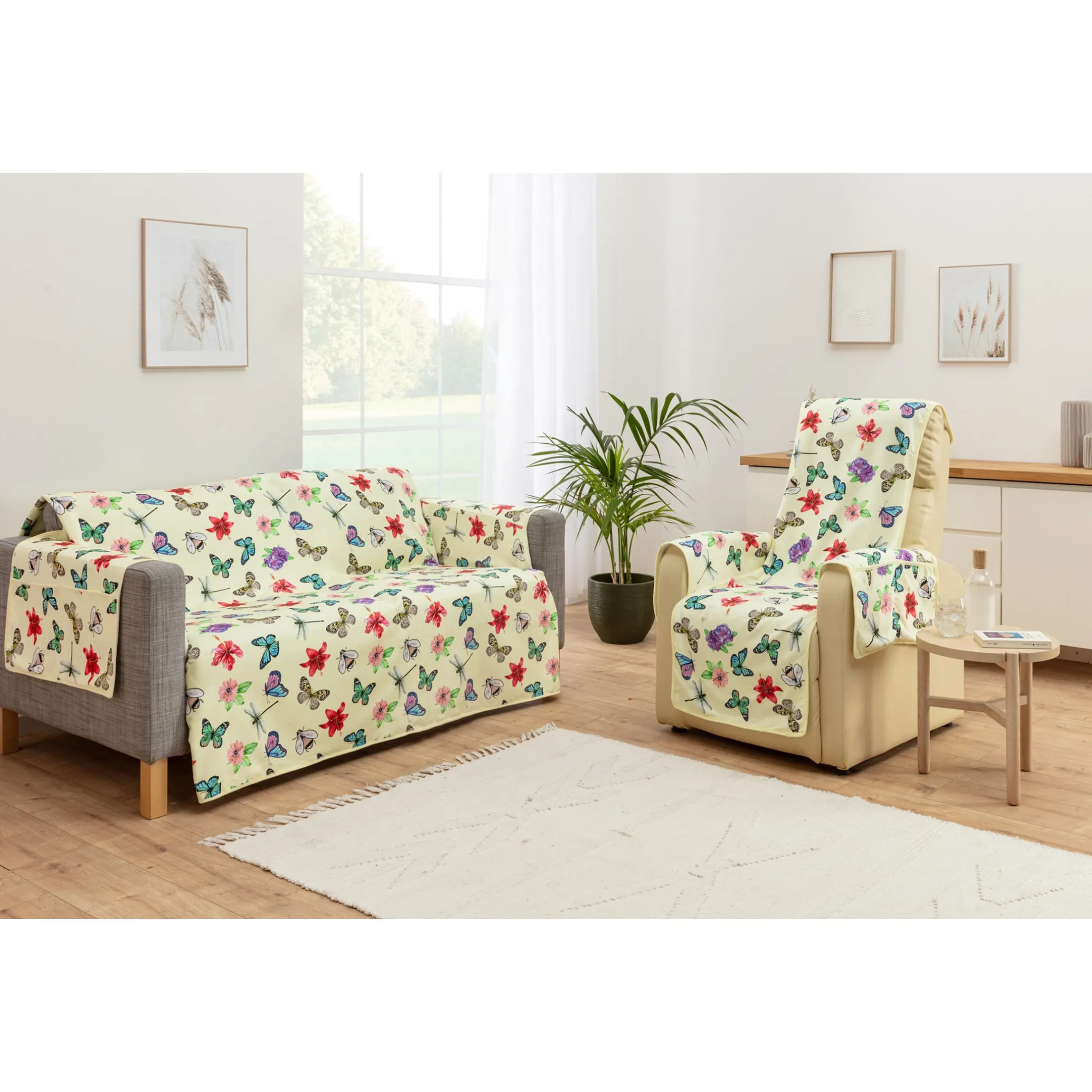 Frottee-Set Sofa- und Sessel-Schoner „Schmetterling“