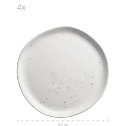 Geschirr-Set, Keramik Andoro 4 x Speisteller, 4 x Dessertteller, 4 x Kaffeebecher, 4 x Müslischale
