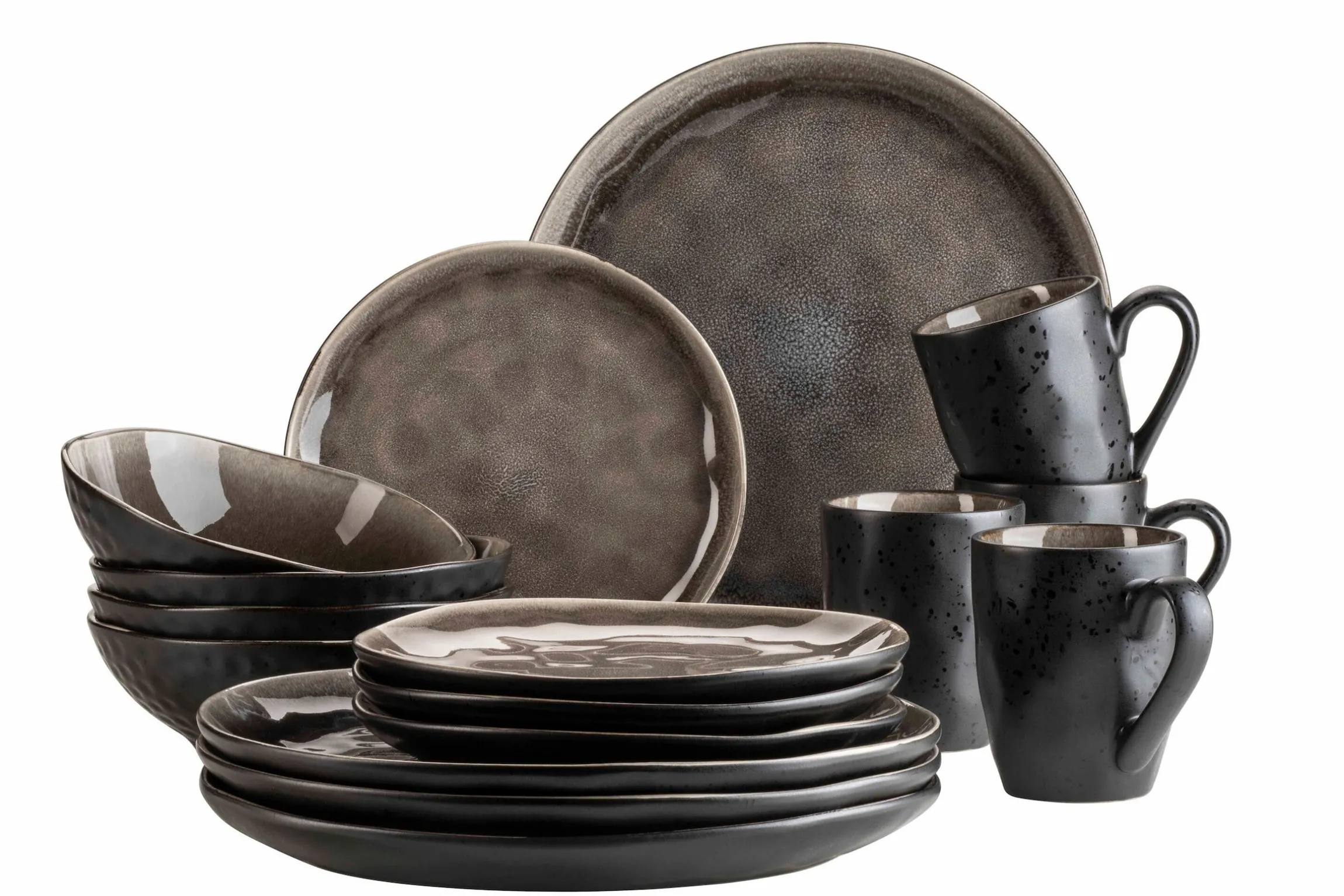 Geschirr-Set, Keramik Niara Organic 4 x Speisteller, 4 x Dessertteller, 4 x Kaffeebecher, 4 x Müslischale
