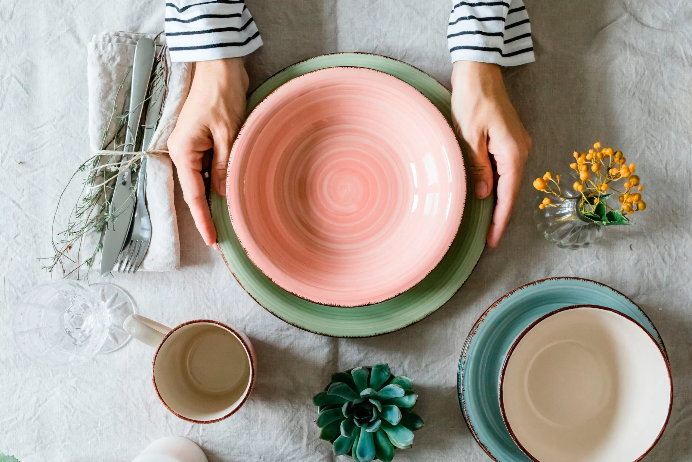 Geschirr-Set, Steingut Lumaca Dunkelblau