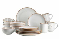 Geschirrset, Steinzeug Mabella 4 x Speisteller, 4 x Suppenteller, 4 x Dessertteller, 4 x Müslischüssel, 4 x Kaffeebecher