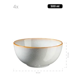 Geschirrset, Steinzeug Mabella 4 x Speisteller, 4 x Suppenteller, 4 x Dessertteller, 4 x Müslischüssel, 4 x Kaffeebecher