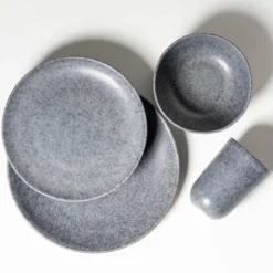 Geschirr-Set, Steinzeug Moos'N'Stein Grau