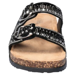 Glitzer-Pantolette „Gritt“ schwarz/silber