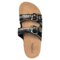 Glitzer-Pantolette „Gritt“ schwarz/silber