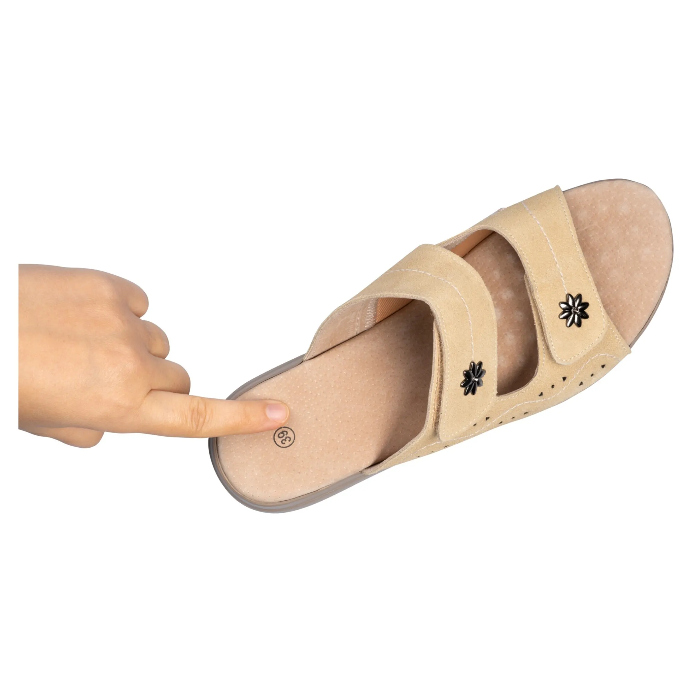 Hallux-Leder-Klettpantolette „Lisa“