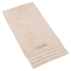 Handtuch personalisiert mit Namen, 50x100 cm, 100% Baumwolle beige