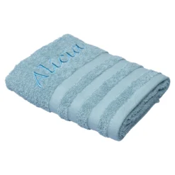 Handtuch personalisiert mit Namen, 50x100 cm, 100% Baumwolle rauchblau