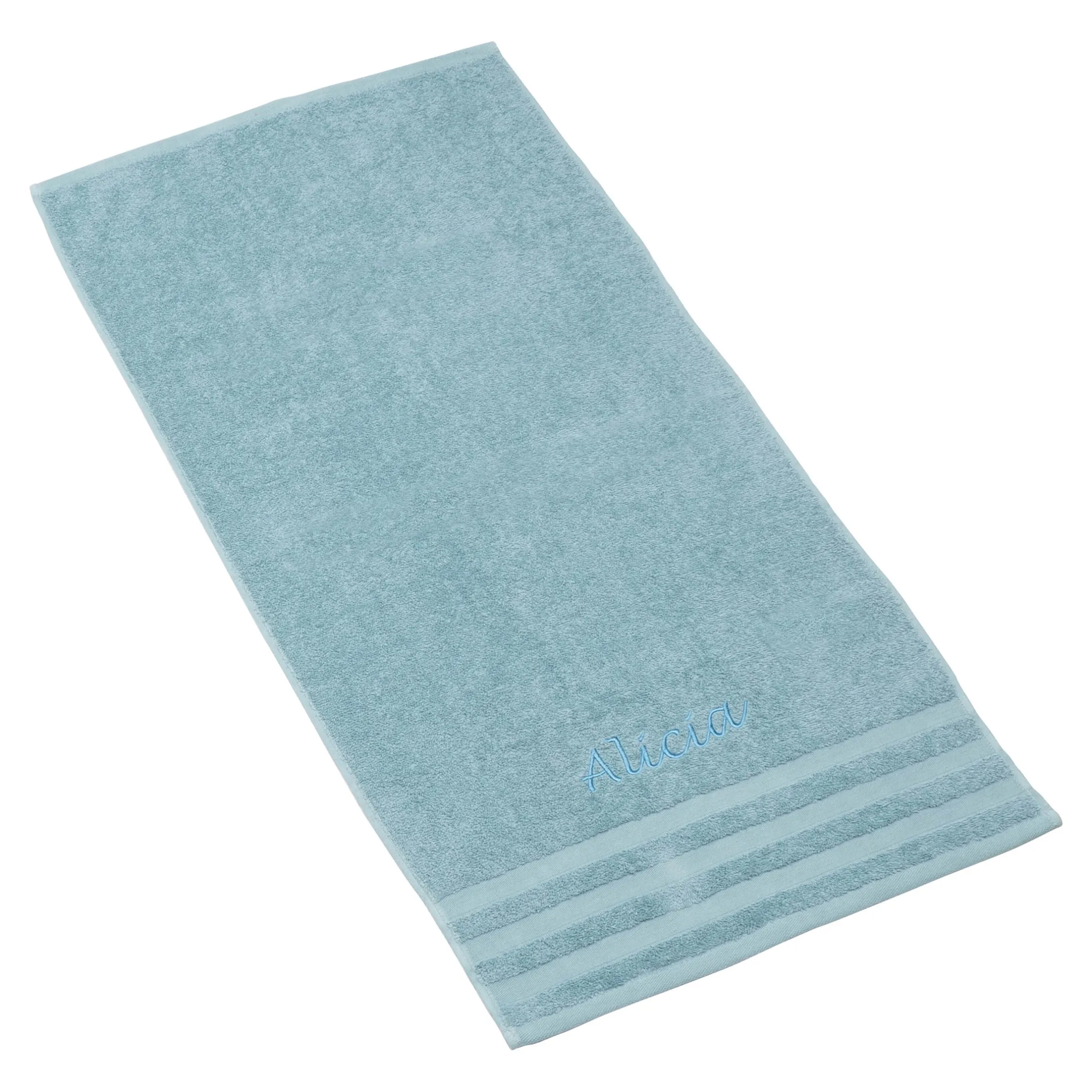 Handtuch personalisiert mit Namen, 50x100 cm, 100% Baumwolle rauchblau