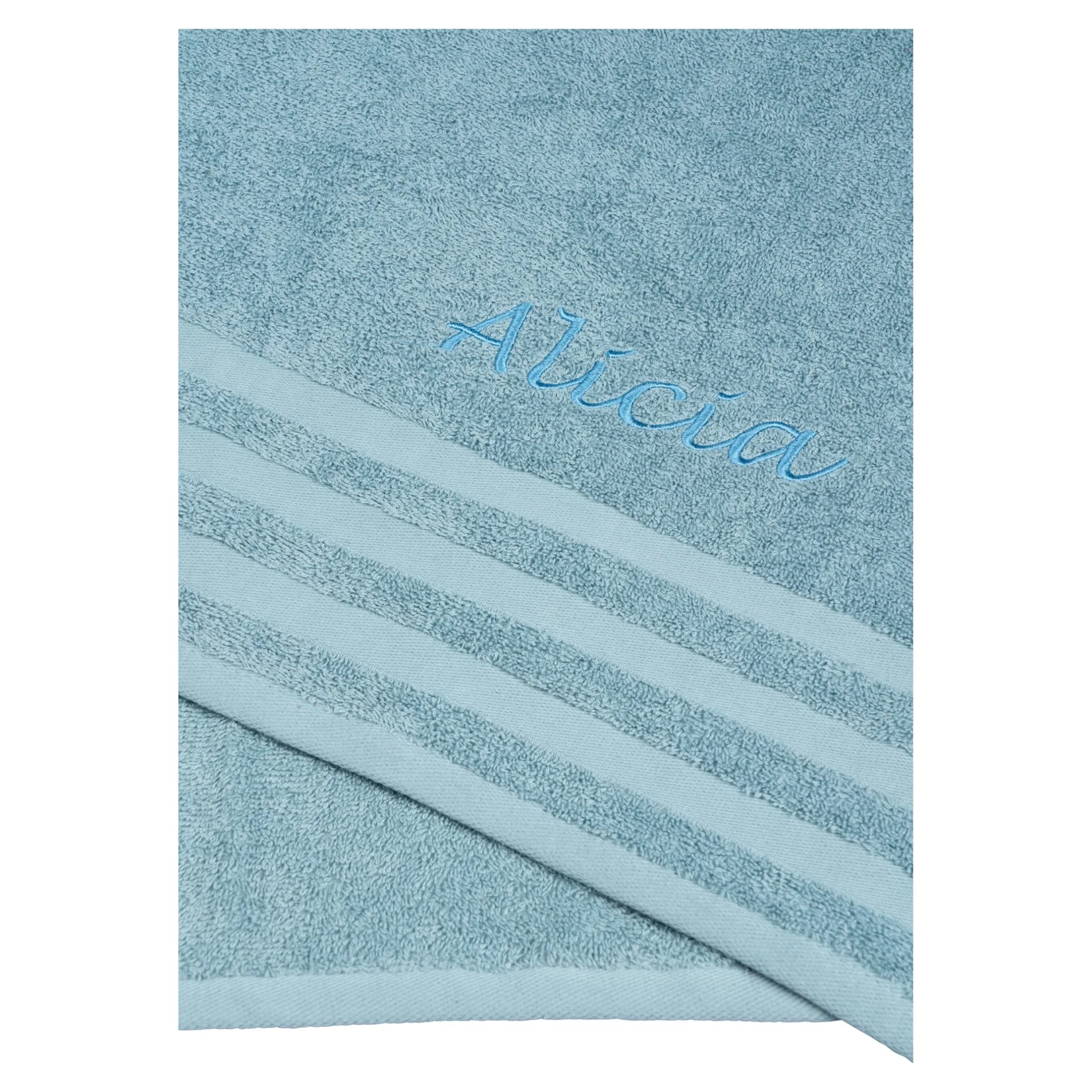 Handtuch personalisiert mit Namen, 50x100 cm, 100% Baumwolle rauchblau