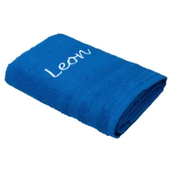 Handtuch personalisiert mit Namen, 50x100 cm, 100% Baumwolle blau