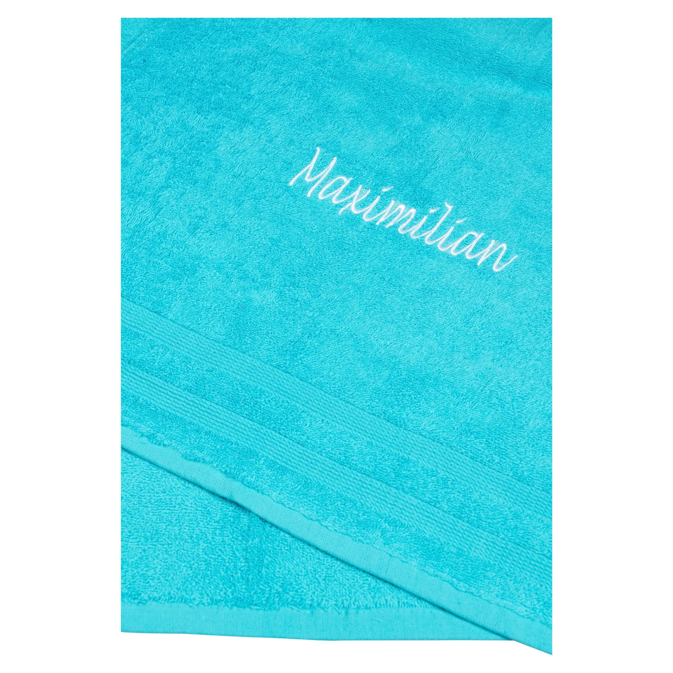 Handtuch personalisiert mit Namen, 50x100 cm, 100% Baumwolle türkis