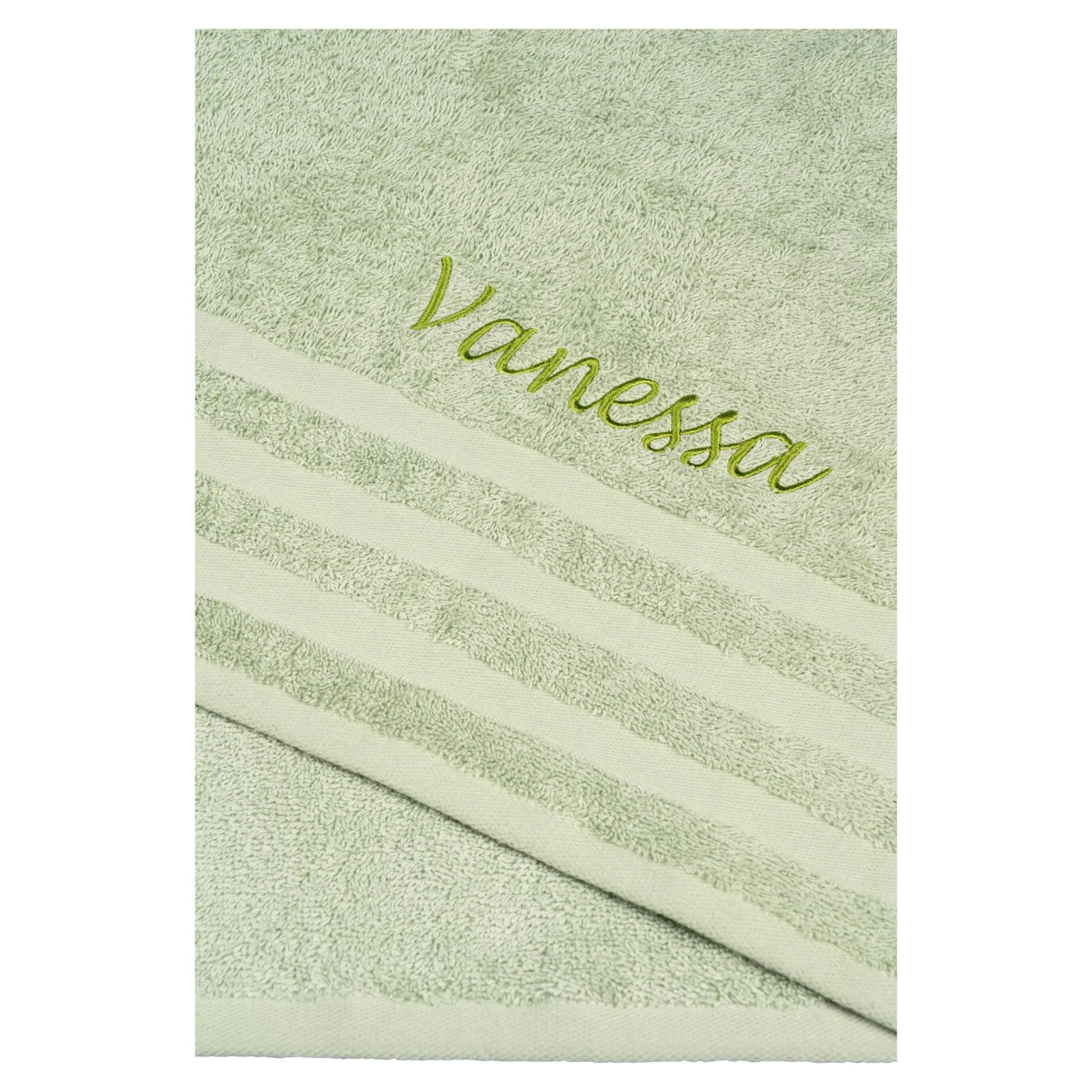 Handtuch personalisiert mit Namen, 50x100 cm, 100% Baumwolle eukalyptus