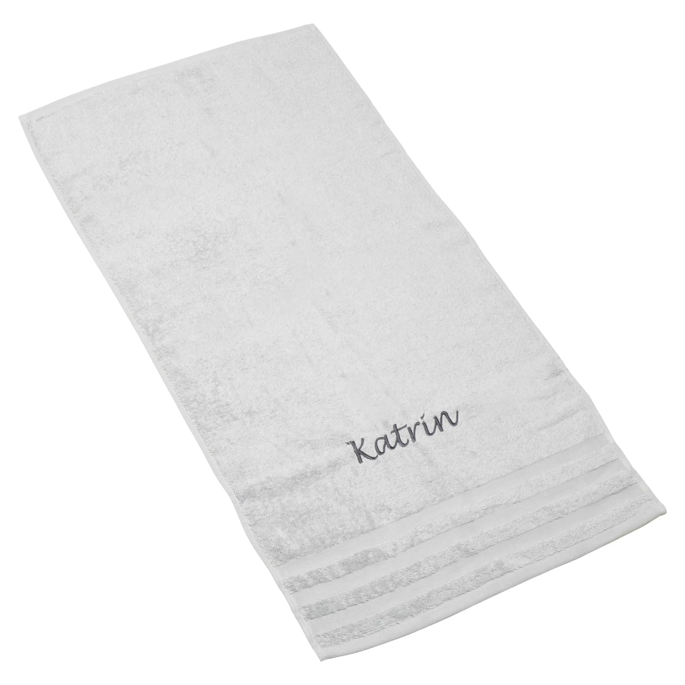 Handtuch personalisiert mit Namen, 50x100 cm, 100% Baumwolle silber