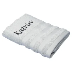 Handtuch personalisiert mit Namen, 50x100 cm, 100% Baumwolle silber