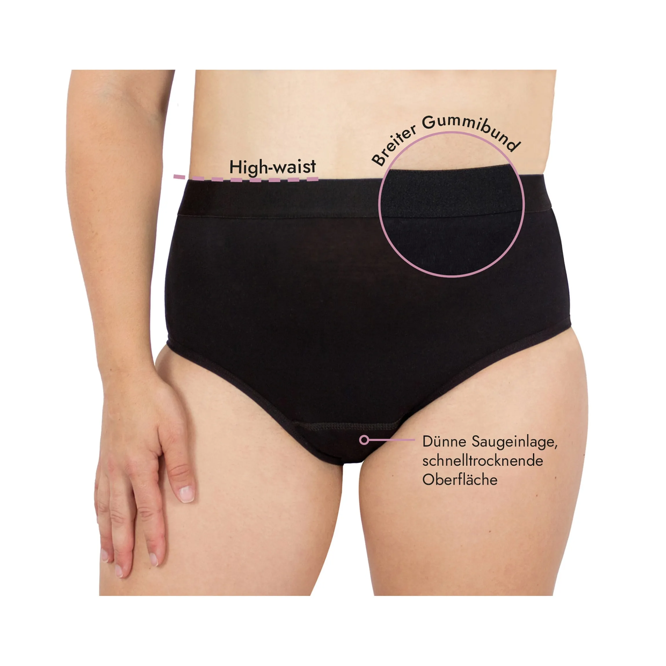 High-waist-Slip mit Saugeinlage