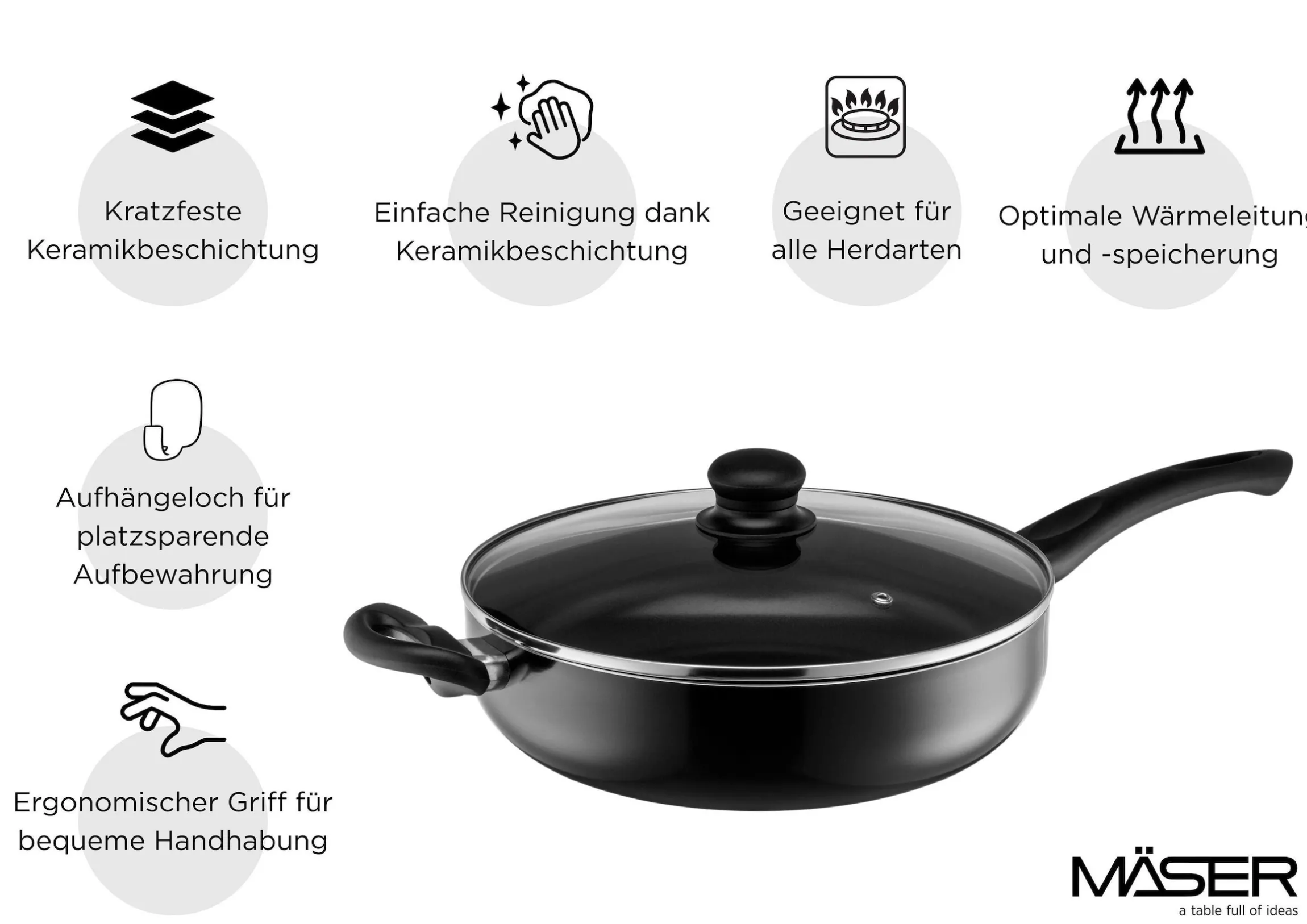 Hochraumpfannen Set, 3-tlg., Aluminium Ezaki