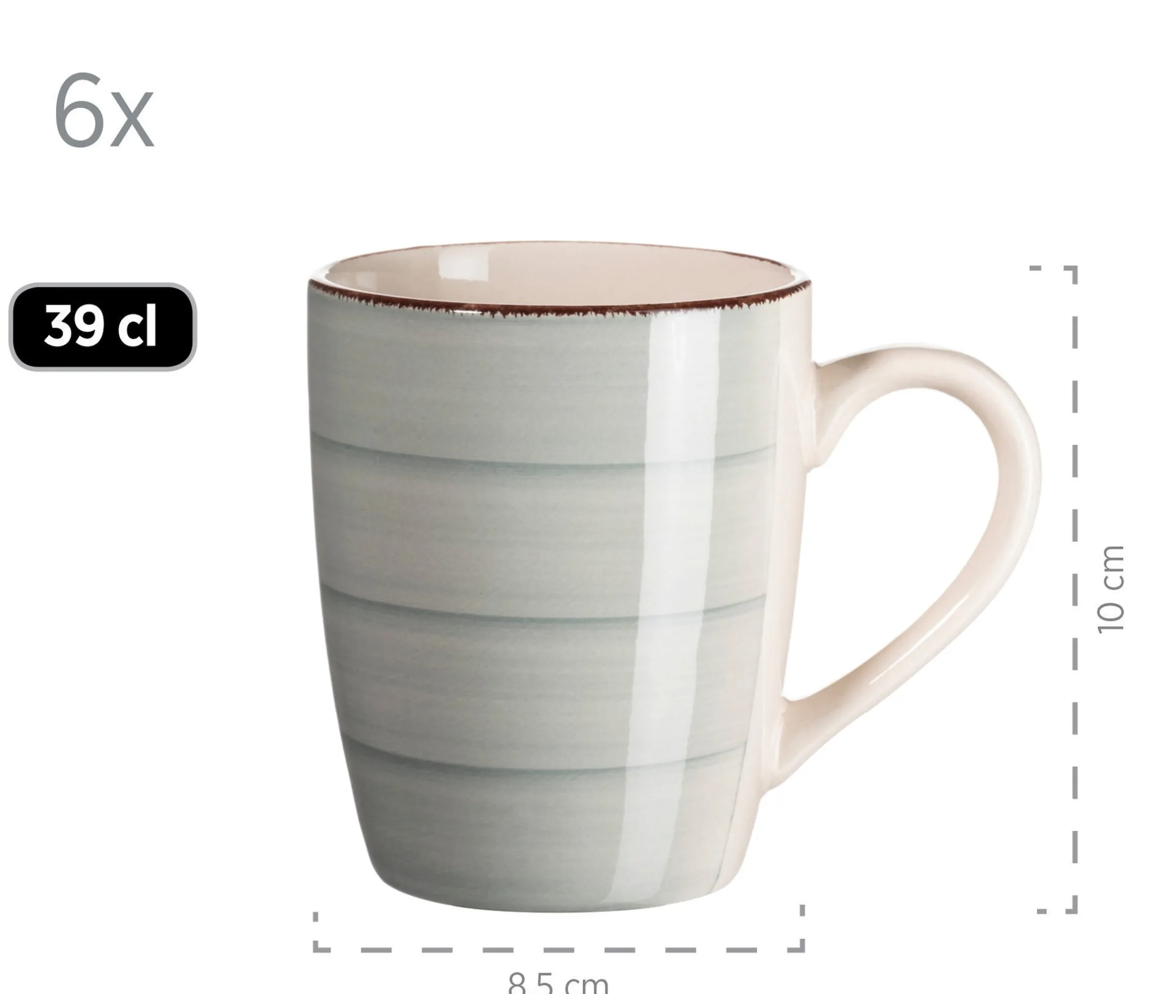 Kaffeebecher-Set, Steingut LUMACA Grau