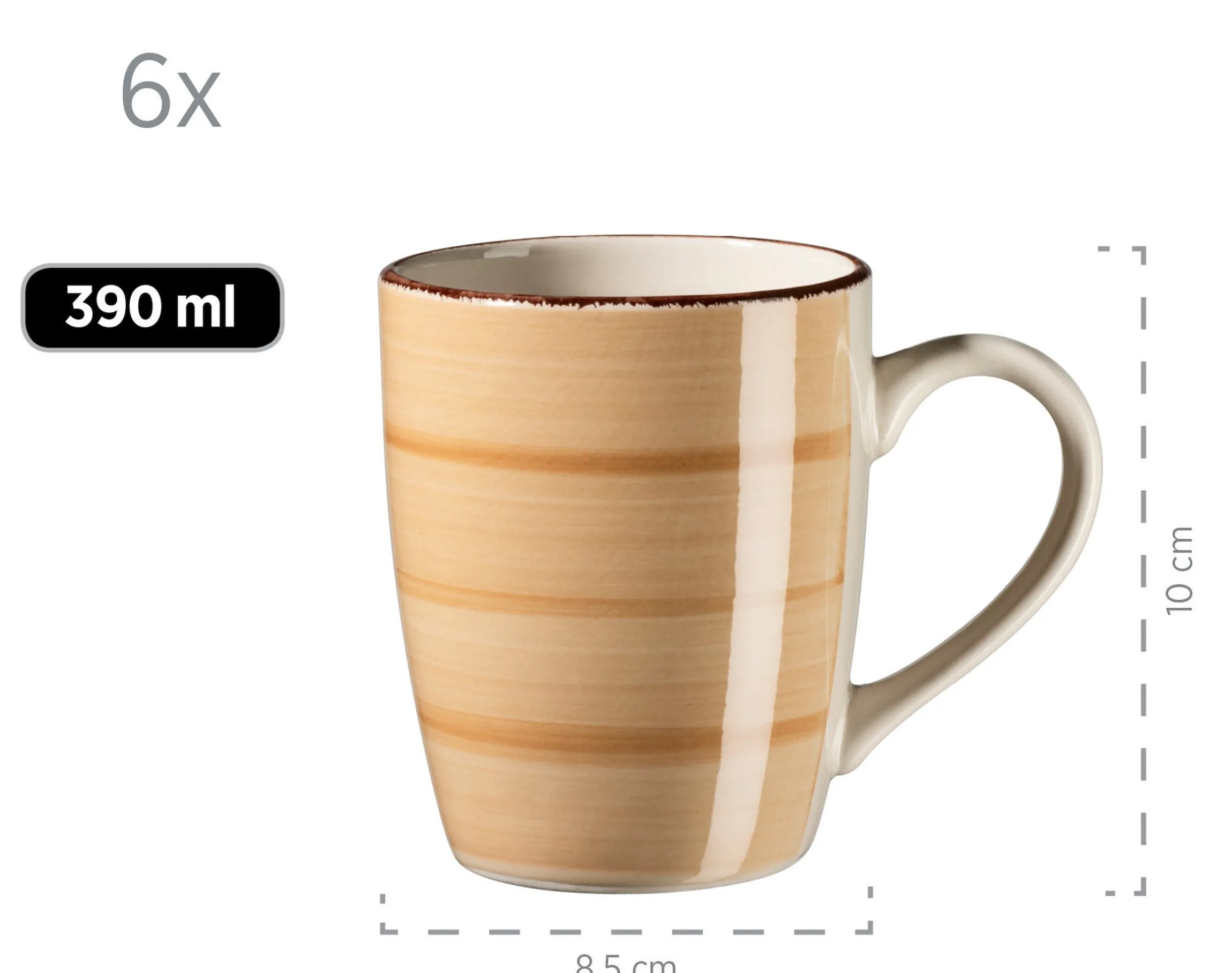 Kaffeebecher-Set, Steingut LUMACA Dunkelbau