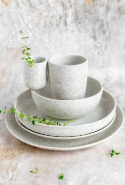 Kaffeebecher-Set, Steinzeug Alpenwiese Creme