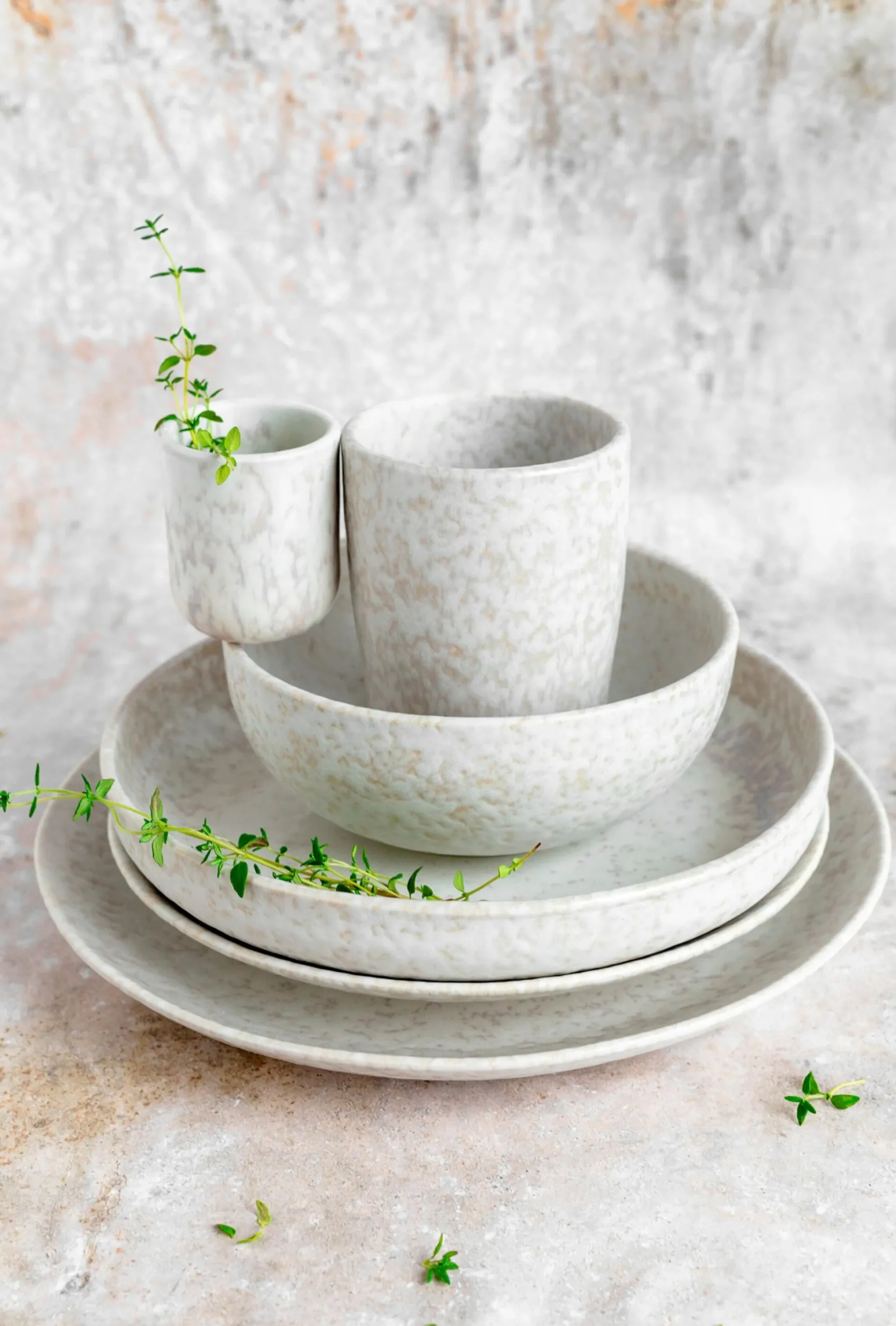 Kaffeebecher-Set, Steinzeug Alpenwiese Creme