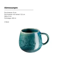 Kaffeebecher-Set, Steinzeug Carellia Blau