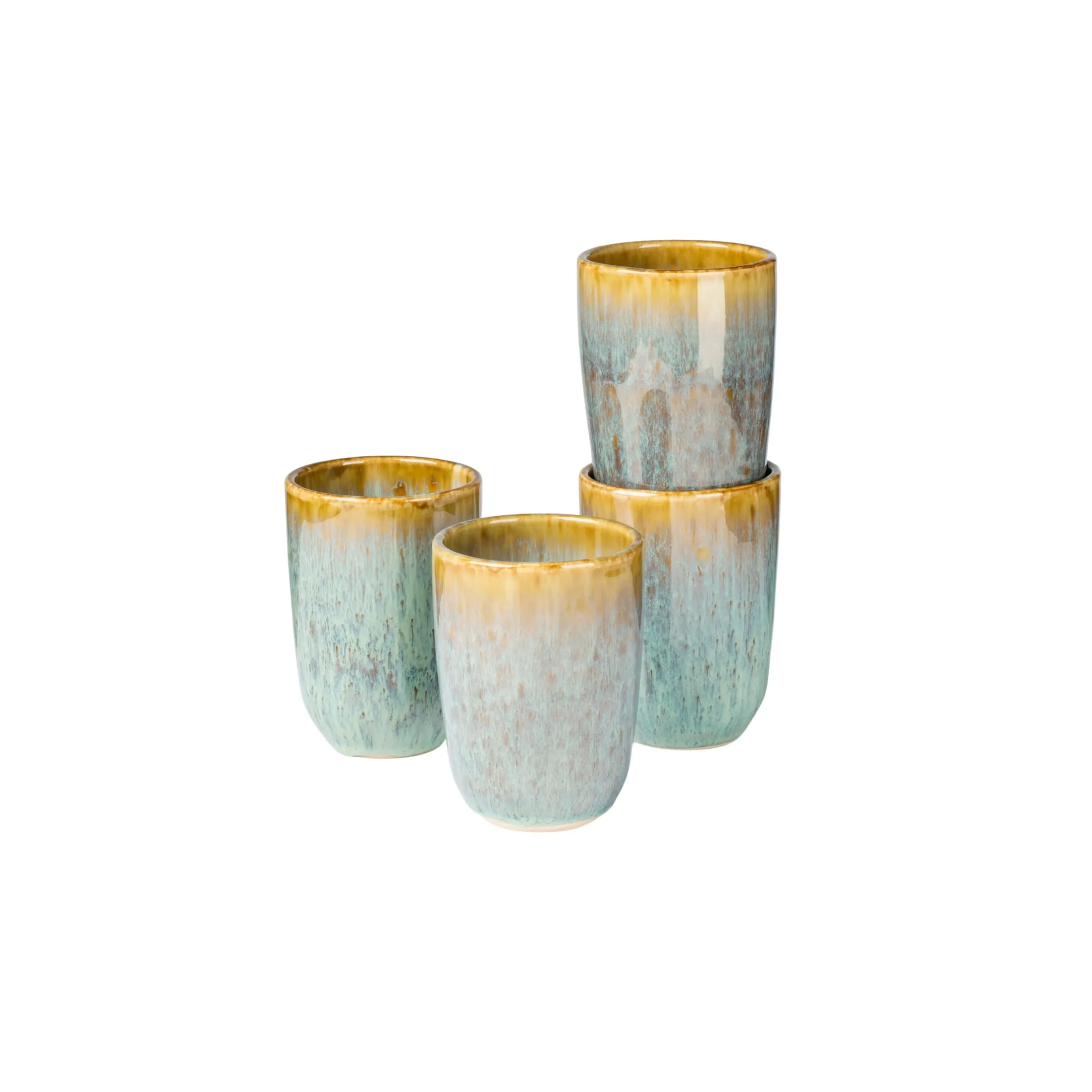 Kaffeebecher-Set, Steinzeug Flussufer blau, grün, braun