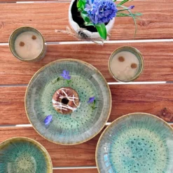 Kaffeebecher-Set, Steinzeug Flussufer blau, grün, braun