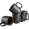 Kaffeebecher-Set, Steinzeug Niara Schwarz / Grau