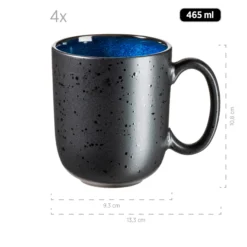 Kaffeebecher-Set, Steinzeug Niara Schwarz / Grau