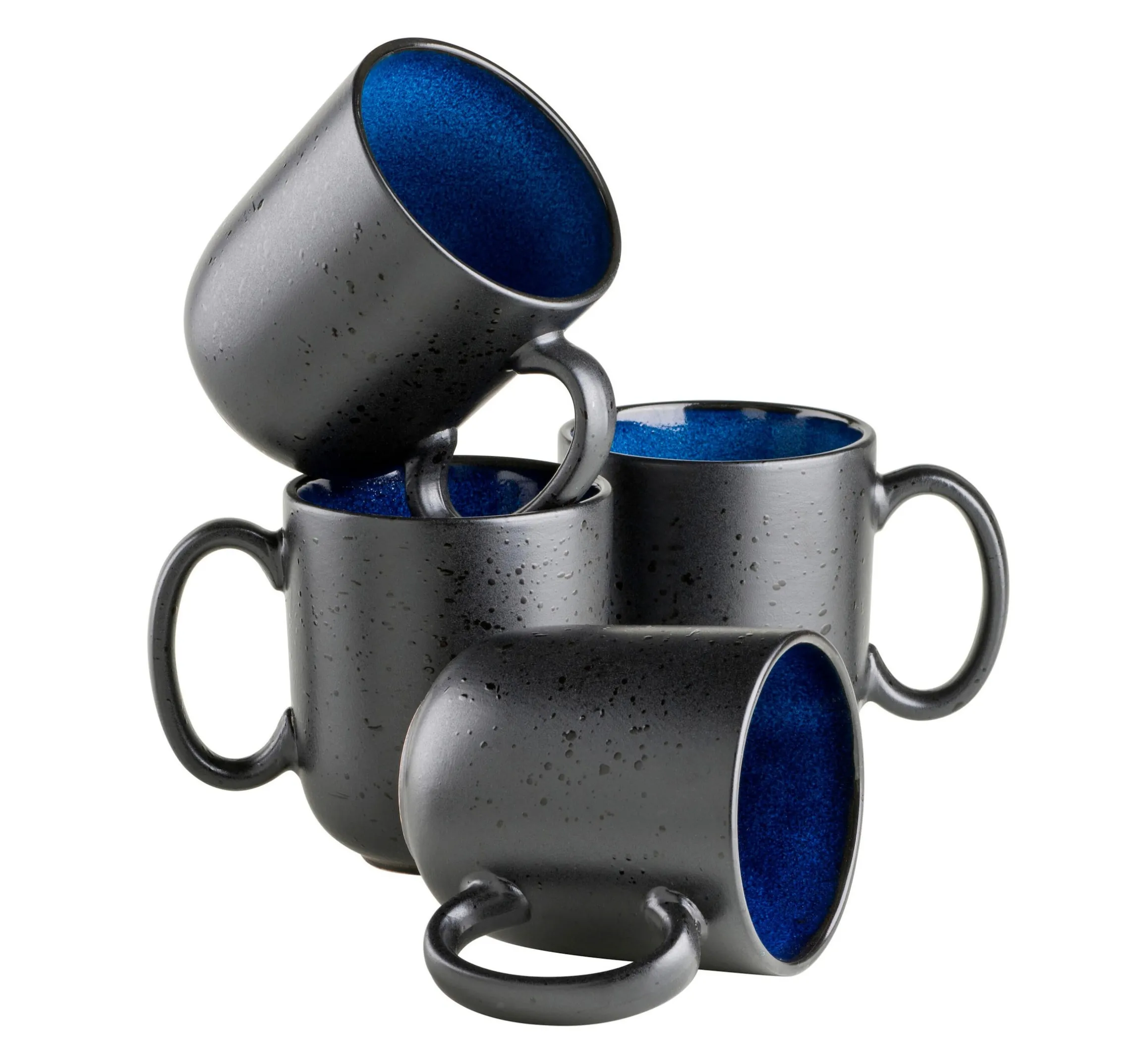 Kaffeebecher-Set, Steinzeug Niara Schwarz / Grau
