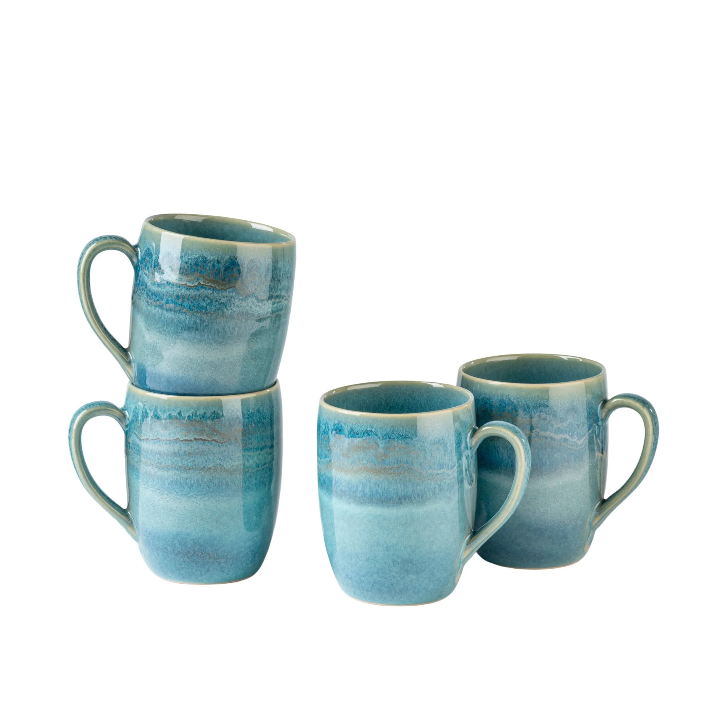 Kaffeebecher-Set, Steinzeug TIEFER SEE Blau / Grün