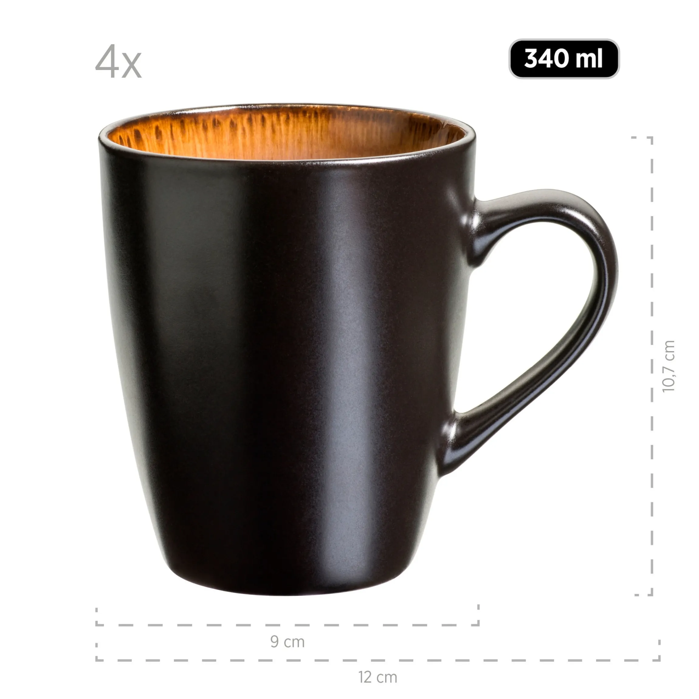 Kaffeebecher-Set, Steinzeug Teona 4 x Kaffeebecher
