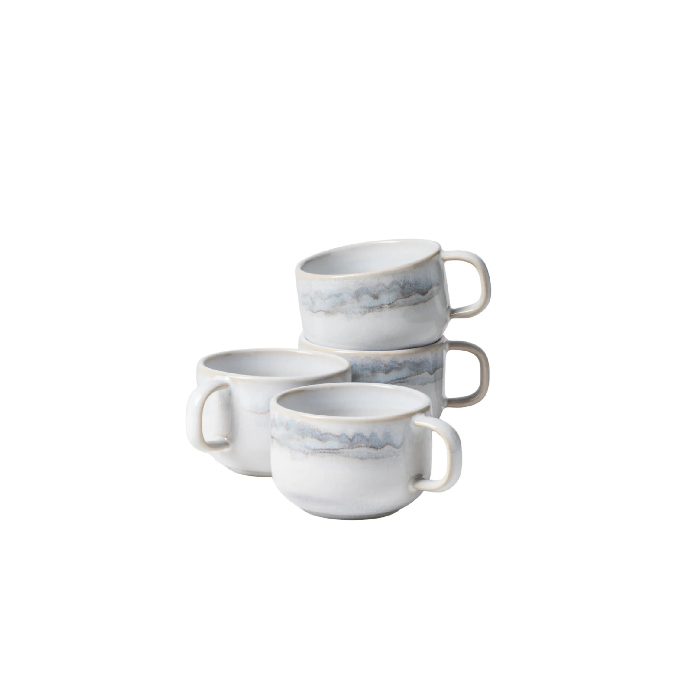 Kaffeeobertassen-Set, Steinzeug TIEFER SEE Grau / Weiß