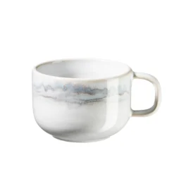 Kaffeeobertassen-Set, Steinzeug TIEFER SEE Grau / Weiß