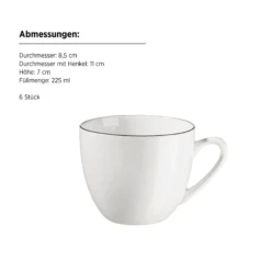 Kaffeeservice, Porzellan Felise Weiß / Schwarz