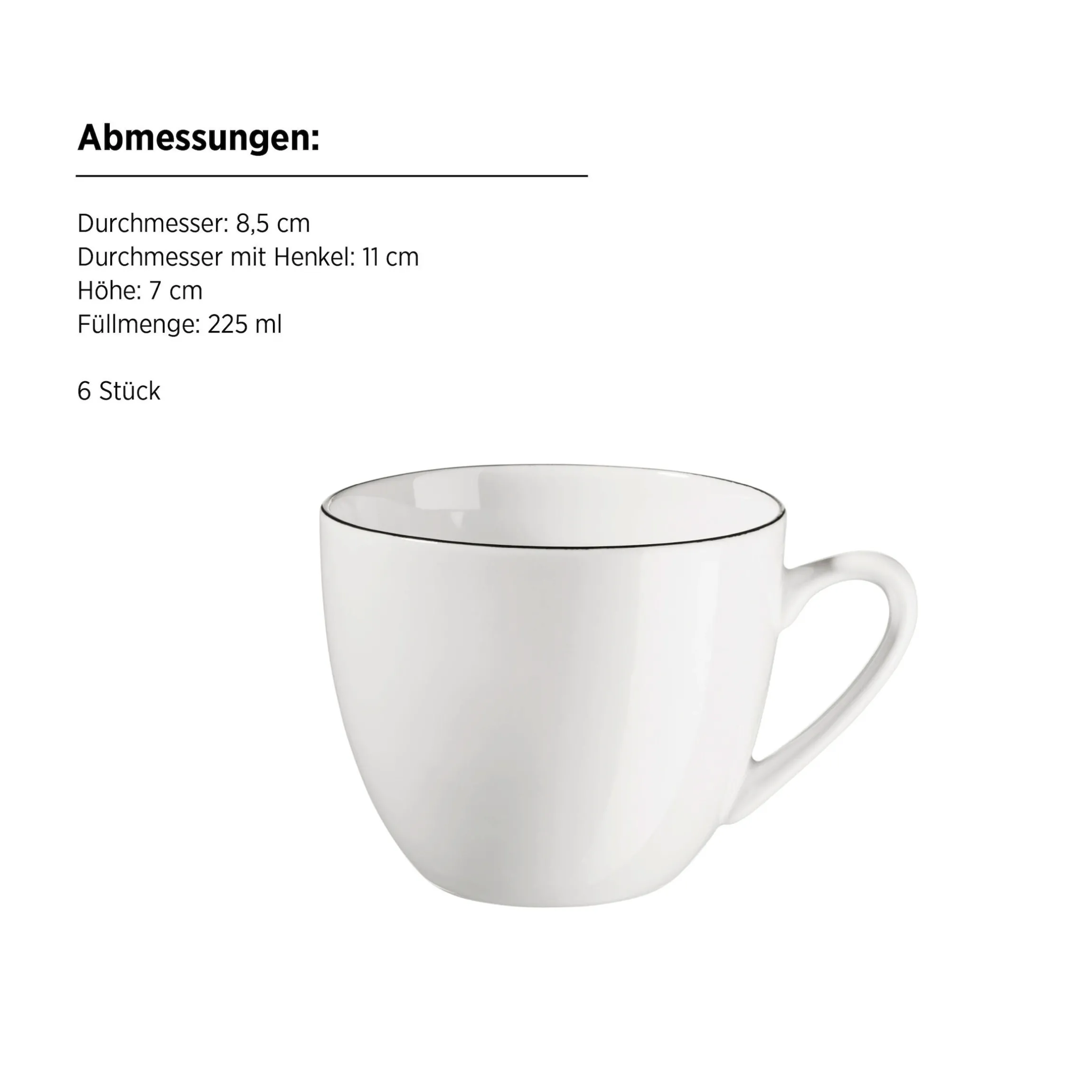 Kaffeeservice, Porzellan Felise Weiß / Schwarz