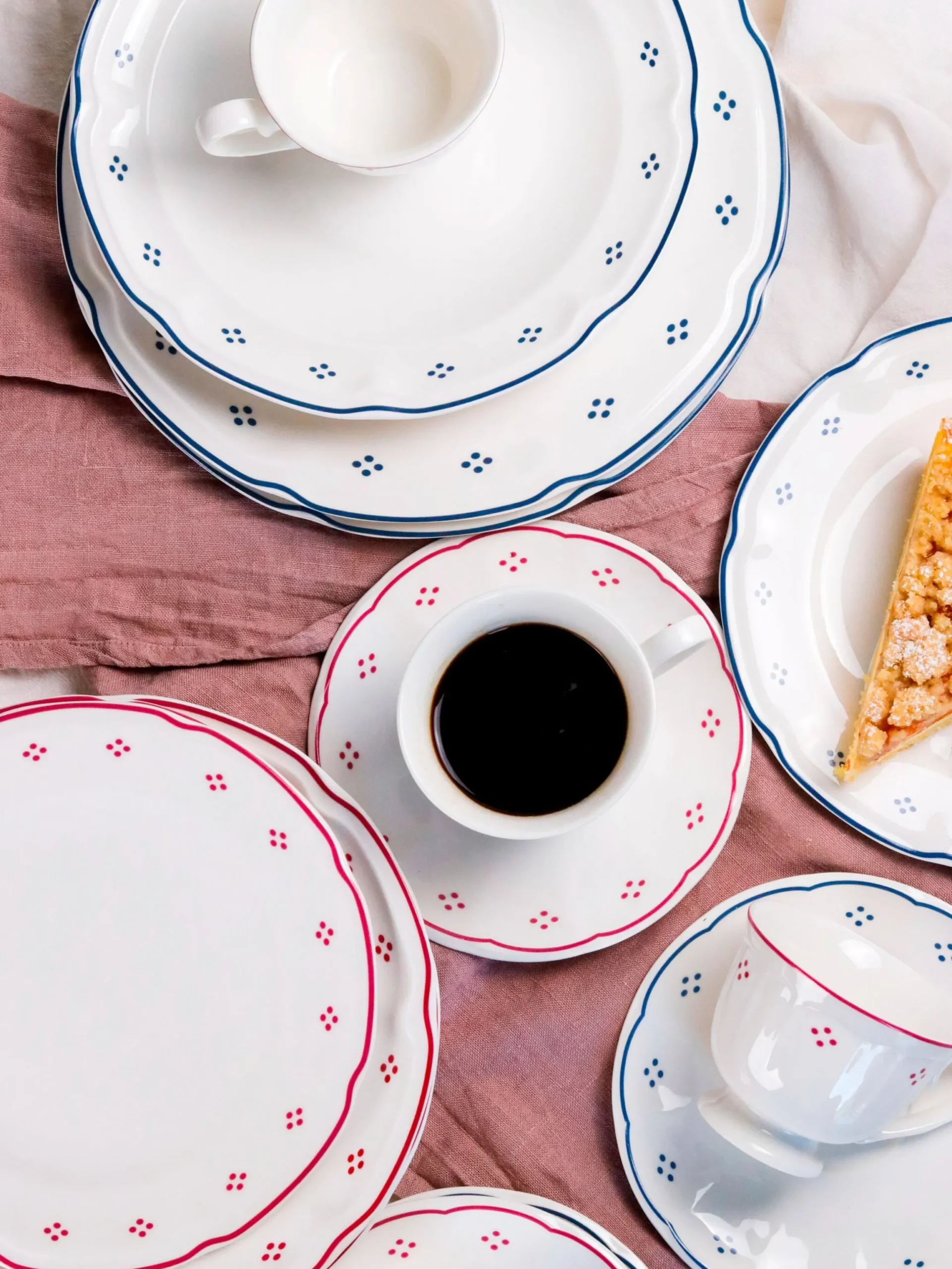 Kaffeeservice, Porzellan Lova Weiß / Blau