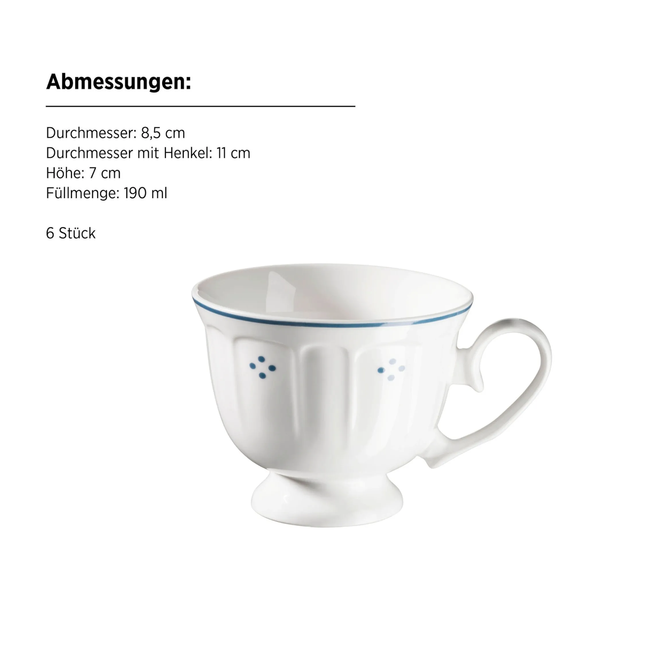 Kaffeeservice, Porzellan Lova Weiß / Blau