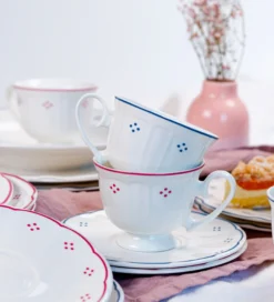 Kaffeeservice, Porzellan Lova Weiß / Blau