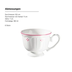 Kaffeeservice, Porzellan Lova Weiß / Rot