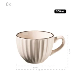 Kaffeeservice, Steinzeug Osita 6 x Speisteller, 6 x Dessertteller, 6 x Müslischüssel