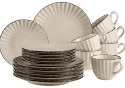 Kaffeeservice, Steinzeug Osita 6 x Speisteller, 6 x Dessertteller, 6 x Müslischüssel