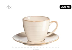 Kaffeetassenset, Keramik Nottingham Beige